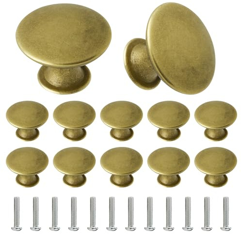 YSDMY Köksskåpsknoppar 12 stycken möbelknoppar lådknoppar 30 mm dörrhandtag för skåp, stålhandtag för skåpsmöbler hårdvara(mässing+25 mm skruvar)