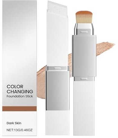 Cover Cream Stick V - Korean Color Changing Foundation Stick with Detachable Brush, Concealer Foundation Stick Buildable Coverage Makeup for Flawless Look, for All Skin Types (Dark Skin)