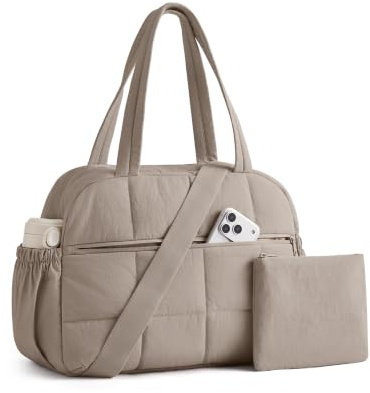 BAGSMART Women's 20L Travel Bag Weekend Overnight Gym Duffle Set | Underseat Cabin Bag for EasyJet, Carry on for Ryanair, with 14 Laptop Compartment & Trolley Sleeve, Camel