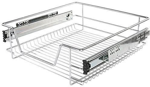 Heavy Duty Kitchen Pull Out Wire Basket Base Unit Storage in Various Sizes (500mm (Actual Width = 414mm))