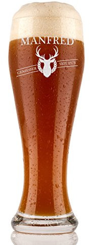 Vaso de cerveza de trigo, 0,5 l, con grabado ideal, regalo personalizado de cristal de trigo, diseño de ciervo