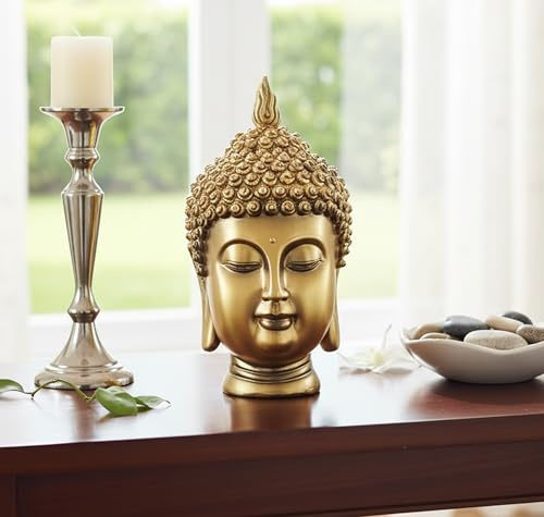 ESPLANADE 9 Buddha Face Showpiece | Buddha Head | Home Decor | Idol | Statue | Figurine | Murti | Tibetan Buddhist Statue