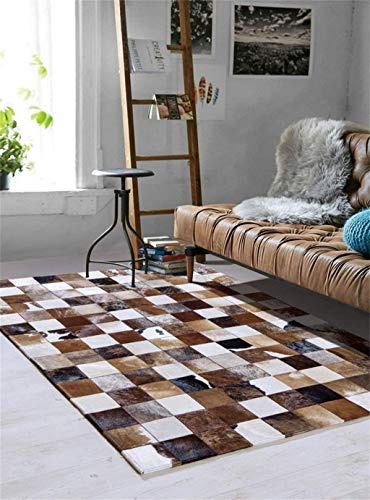 Vip Leather Nueva Alfombra de Piel de Vaca Patchwork. Diseno Exclusivo. Cod Mart A40 (120 cm x 180 cm)