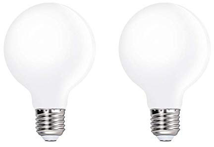 Bombilla LED E27 Edison Screw Globe G80 4W, equivalente a 40W, blanco lechoso, 3000K blanco cálido, 400 lúmenes, ángulo de haz de 360 °, no regulable, paquete de 2