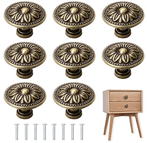 ZEEPIN Lot de 8 boutons de placard vintage bronze antique pour placard, armoire, meubles, 30 mm de diamètre