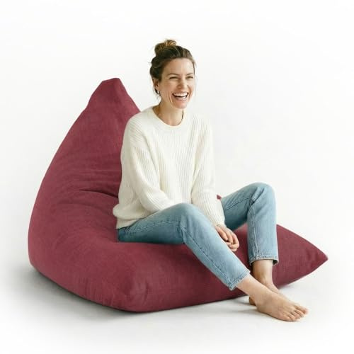 Lumaland Gaming saccosäck och golvkudde | XXL beanbag i triangelform | 150 x 100 x 100 cm och 370 l volym | tvättbart och robust överdrag | Perfekt att använda som fåtölj och soffa | lätt sittdyna