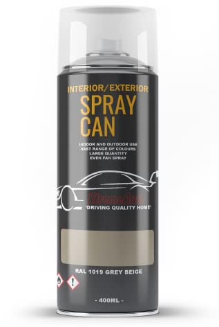 Xtremeauto Spray Paint Finish For Indoor And Outdoor Use Garden Cars Home Kitchen Bathroom Furniture Art Craft Bikes Radiators Metal Wood Plastic Glass UPVC Stone PVC RAL 1019 Grey beige