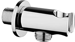 ZENZERO - Toma de agua redonda con soporte de ducha - De latón - Con roseta - 1 unidad, plata