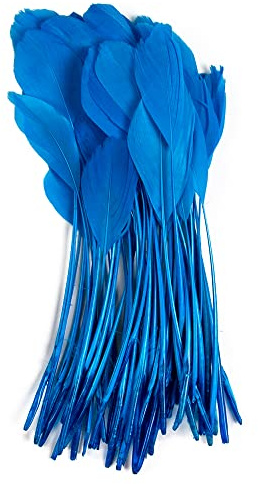 FEARAFTS White Goose Feathers for Crafts Hats Making Fascinators Decoration Pack of 50 (Turquoise)