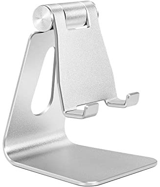 Bidponds Verstellbarer Handy-Ständer aus Aluminiumlegierung, Desktop-Telefon-Dock-Halterung, Silber