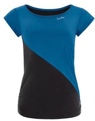 WINSHAPE Aet109ls-Maglietta a Maniche Corte da Donna Funzionale Leggera e Morbida T-Shirt, Verde Acqua, Nero