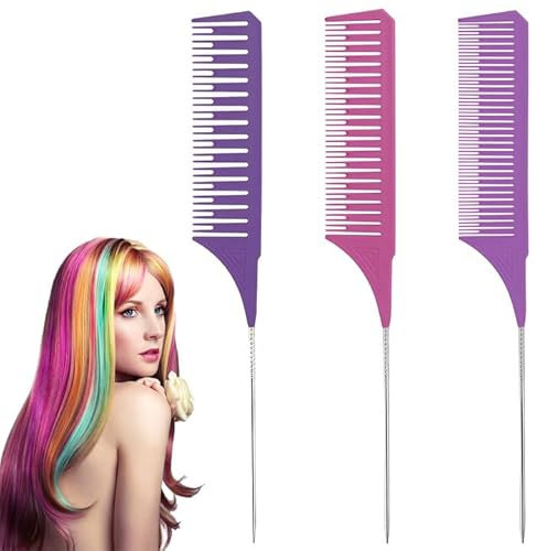 3 GrößEn SträHnenkamm Vellen Hair SträHnenkamm Stielkamm SträHnenkamm Haarkamm Friseur FüR Friseursalon SträHnchen Comb SträHnchen Kamm Set SträHnchen Set FäRbekamm Professionelle Highlight Kamm