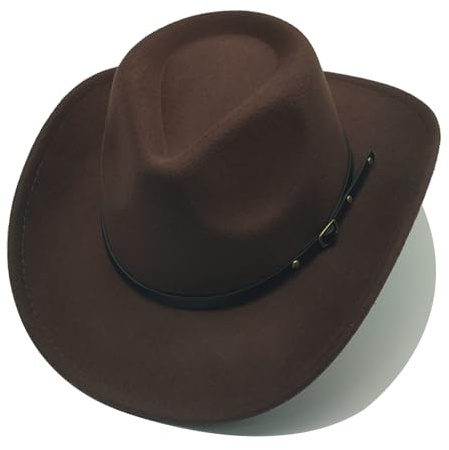 Chapeau de cowboy pour femmes et hommes avec ruban - Costume de cowgirl - Chapeau western - Chapeaux de cowboy pour femmes - Noir, marron, Taille unique