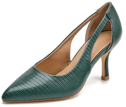 Bplangat Women's Pumps Pointed Toe Pump Shoes Kitten Heel Comfort Cut Out Dress Shoes for Office Wedding Party Dressy Casual, US Size 5-11, Green, 5 UK