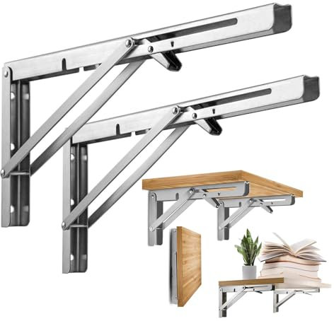 USYSGT Klappkonsole Schwerlast 500mm, 2 Stück Edelstahl Klappkonsole Tisch Wand Klappkonsole Klappscharnier Klappwinkel Platzsparend Klappbares Regal für Wandmontage