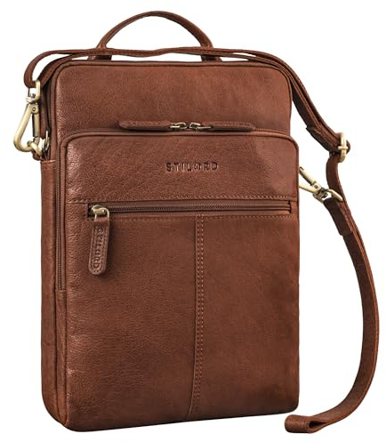STILORD Stellan Schmale Laptop-Tasche Leder 13,3-14 Zoll Herren und Damen zum Umhängen - ideal als Notebook-Tasche Echtleder Laptop Bag und Vintage Leder-Tasche Farbe:maraska - braun