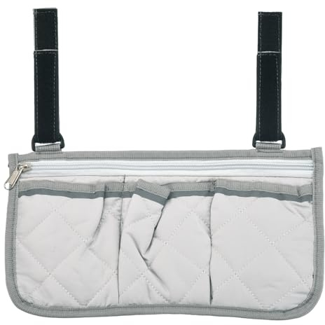PATIKIL Bolsa para Reposabrazos de Silla de Playa Bolsa de Almacenamiento Colgante Impermeable para Reposabrazos de Silla de Playa con 4 Bolsillos para Revistas Camping al Aire Libre Gris
