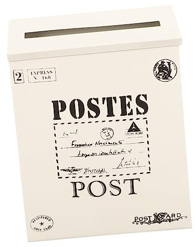 WHAMVOX Boîte Aux Lettres Murale Vintage Verrouillable Décorative Coloris Blanc Cassé Style Américain pour Extérieur 1 Pièce