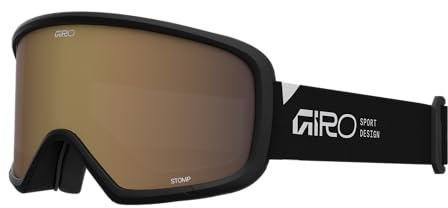 Giro Stomp Kids Ski Goggles - Snowboard Goggles for Youth, Boys & Girls - Black Wordmark - Amber Rose