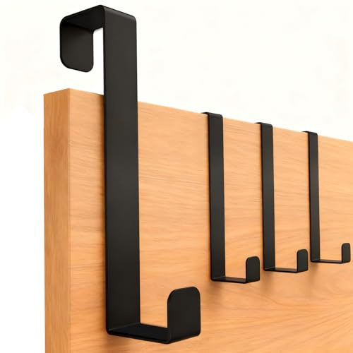 4 Pz Ganci Appendiabiti da Portas, Attaccapanni da Porta senza Forare, Appendino da Porta Accappatoio da Doccia, appendi abiti per porte, ganci per appendiabiti per portas, casa, ufficio - nero