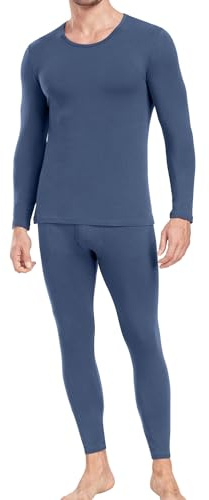 wirarpa herr bomull Long Johns termiska underkläder set baslager lätt långärmad topp och botten | Långa herrkalsonger, lätt set, mjuk termoundertröja, termounderbyxor, långärmad undertröja och långa underbyxor