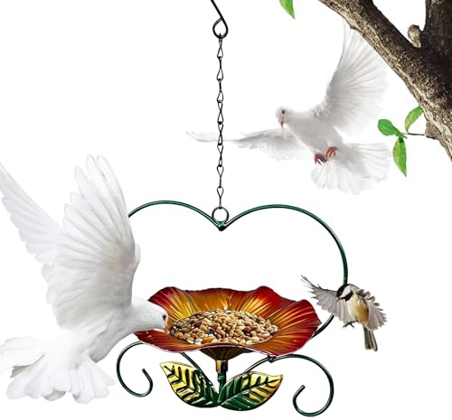 s para Aves Silvestres - Decoración de Hierro con Forma de Flor Resistente a la Intemperie,para Aves de balcón,Patio, Observación Aves, Pinzones, Loros, Interior/Exterior, Comida/Agua