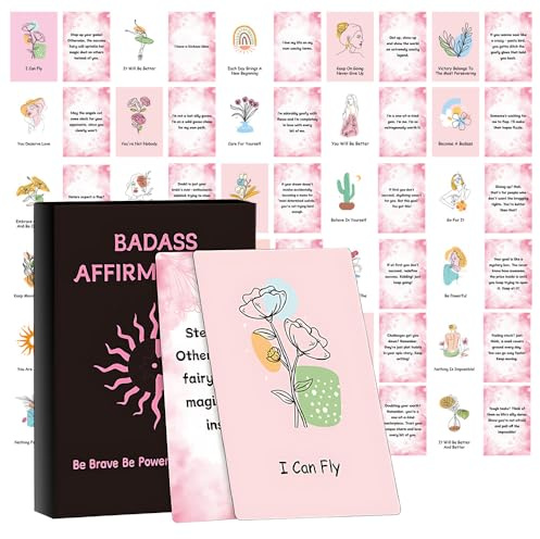 UMCHU 60 Piezas Tarjetas de Afirmación,para Regalar a Mujeres y a Graduadas | Cartulina, 9 x 6 cm, a Color, de Tacto Suave, Diseñada Especialmente para Mujeres, para Reforzar la Confianza en sí Mismas