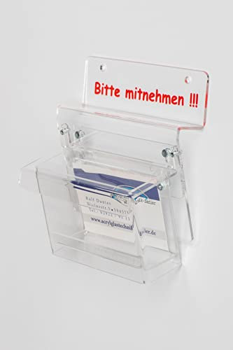 Acrylglastechnik Danier Visitenkartenhalter wetterfest für den Außenbereich BITTE MITNEHMEN
