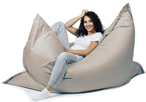 sunnypillow XL Sitzsack, Riesensitzsack Outdoor & Indoor 100 x 150 cm mit 140L Styropor Füllung Sessel für Kinder & Erwachsene Sitzkissen Sofa Beanbag viele Farben und Größen zur Auswahl Grau