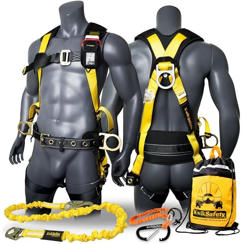 KwikSafety - Charlotte, NC - TYPHOON Safety Harness [COMBO] Premium Back & Shoulder Padding ANSI OSHA Full Body Fall Protection PPE Work Equipment Construction Tower Climbing Roofing Aerial Boom Lift