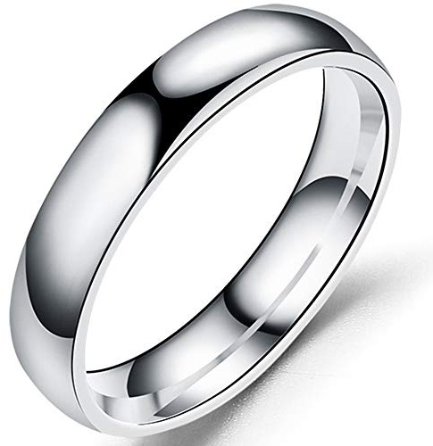 Jude Jewelers 4mm Stainless Steel Classical Simple Plain Dome Style Wedding Band Ring (Silver, 9)