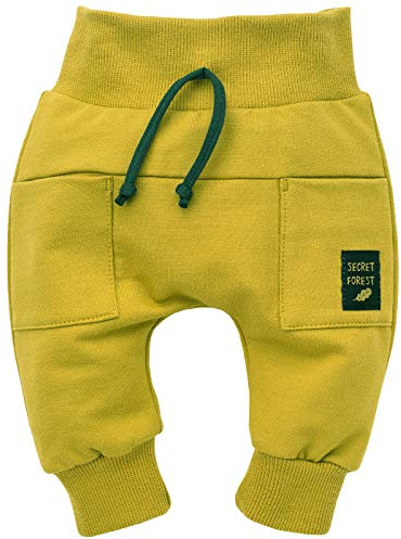 Pinokio – Secret Forest – baby barn pojkar byxor 100 % bomull gul pumphose joggingbyxor haremshose unisex slangbyxor 62–104 cm