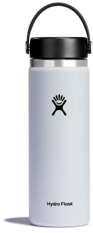HYDRO FLASK - Water Bottle 591 ml (20 oz) - Vacuum Insulated Stainless Steel Water Bottle with Leak Proof Flex Cap and Powder Coat - BPA-Free - Wide Mouth - White