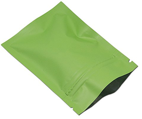 WACCOMT Pack 100 Bolsa Embalaje Aluminio Cremallera, Verde Mate, 8x12cm