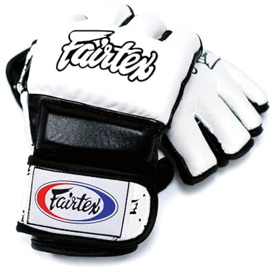 Fairtex FGV17 Super Sparring Grappling MMA Gloves (White/Black, Medium)