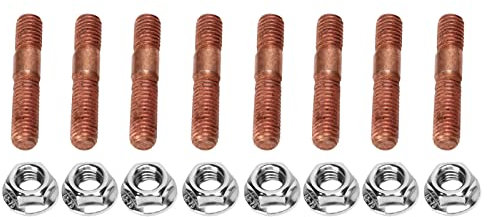 KIMISS 8 Pièces M8 1.25 Kit de Goujons Turbo Filetés 8mm Résistant à la Haute Pression Collecteur D'échappement Goujon Boulon écrou Matériel Alliage Métallique