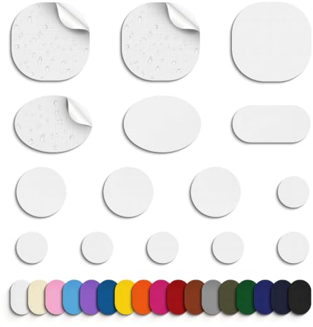 Skystuff Down Jacket Repair Patch, 45pcs Self-Adhesive Nylon Repair Patches | Waterproof Fabric Repair Tape Patch for Sofa, Down Jackets,Tents, Sleeping Bags, Backpack, Clothing, Puffer Coats,White