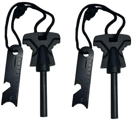 2pcs Fire Steel Survival Flint and Steel with Scale Scraper Ferrocium Rod Fire Starter Kit for Travelling Camping Hiking
