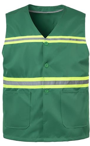 Yukirtiq Warnweste für Herren and Damen Reflektierende Sicherheitsweste Hohe Sichtbarkeit Fahrradweste mit Knopfleiste Reflektierende Weste Arbeitsweste, Grün, M