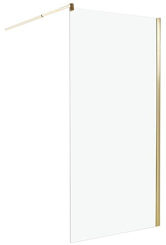 Paroi de Douche en Verre Trempé 100 x 190 cm Sans Porte Doré Ahaus