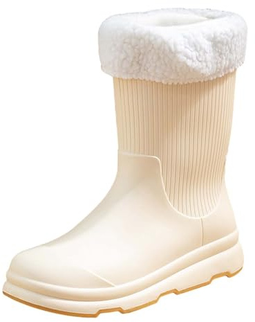 Generico Botas de lluvia acolchadas para mujer elegantes antideslizantes botas de agua acolchadas jardinería zapatos calientes Ankle Boot media altura botas de lluvia mujer moda a prueba de viento