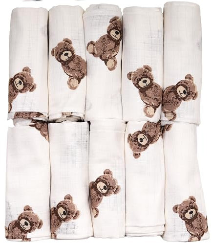 FENSILO Baby Mullwindeln | Mulltücher | Spucktücher - 10er Pack 70x80 cm für Baby und Neugeborene|Musselintücher für Jungen und Mädchen|Spucktücher aus Baumwolle|Reinigen|Abwischen und Abdecken 03