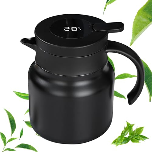 GOEDCH Thermos 1000 ml avec passoire à thé amovible : théière isotherme isotherme avec affichage de la température, thermos à thé en acier inoxydable 316, cafetière isotherme pour la maison et la