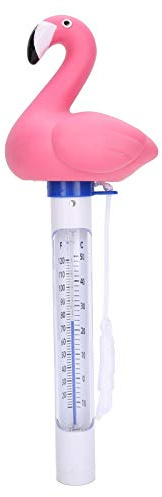 Gsycle Floating Swimming Pool Thermometer, Cartoon Animal Shaped Water Thermometer Pool Temperature Meter with String for Spas Hot Tubs Ponds(Flamingo)