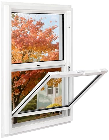 NOTASA Vinyl Single Hung Sliding Window 24 x 30 White