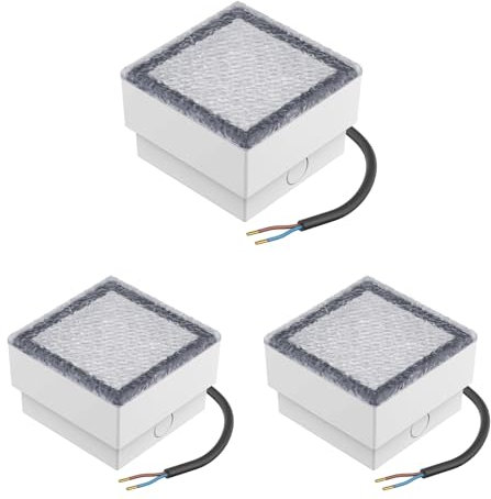 ledscom.de 3 pièces LED pavé encastré de sol CUS pour l'extérieur, IP67, carré, 10 x 10cm, blanc chaud