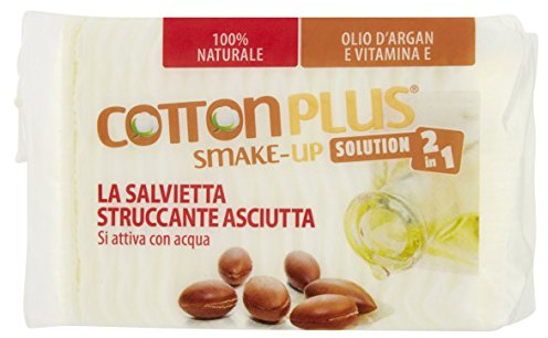 Cotton Plus SMAKE-UP ARGAN MAXI 50 pz. | STRUCCANTE NATURALE! Salviette struccanti asciutte brevettate, senza conservanti, 100% naturali