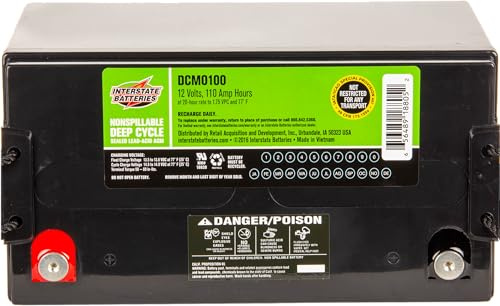 Interstate Batteries 12V 110 AH SLA/AGM Deep Cycle Battery for Solar, Wind, and RV Applications - Insert Terminals (DCM0100)