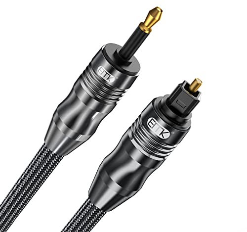 EMK - Cable Toslink a Mini Toslink de 3,5 mm SPDIF óptico de 3,5 mm a adaptador de cable de audio óptico para Home Theater (2M, Óptico Mini Toslink de 3,5MM, Negro)
