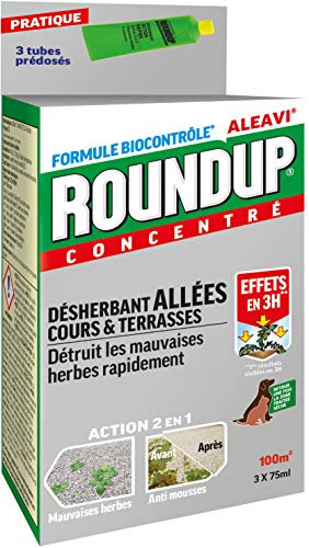 Roundup Désherbant Allées Cours et Terrasses Tubes Pré-dosés x3
